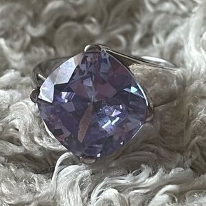 Vintage Art Deco Style Sterling Silver Cushion Cut Amethyst Ring